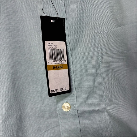 Van Heusen Men's Button Front Shirt Short Sleeve NWT 4XL 21-21.5" Cotton Blend - Picture 3 of 8